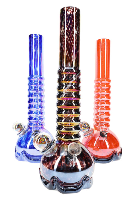 (Assorted Colors) 14″ Metallic Ribbed Beaker Bong