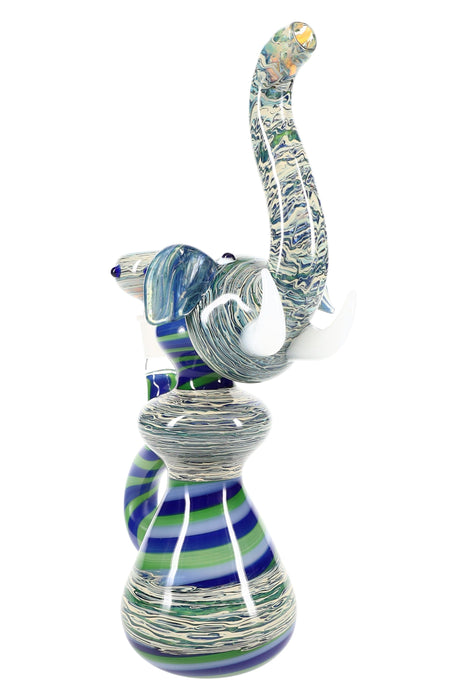 10″ Silver-Fumed Spiral Stripe Elephant Bong