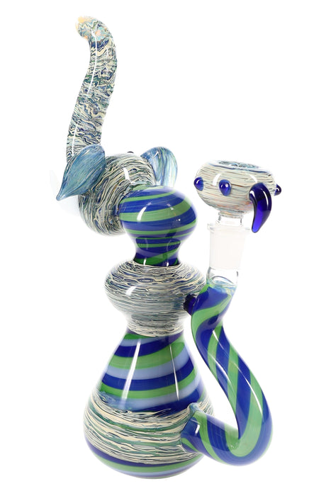 10″ Silver-Fumed Spiral Stripe Elephant Bong