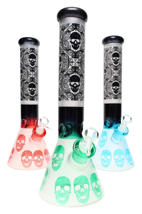 (Assorted) 14″ 7 mm Skull Beaker Bong – Ice Pinch