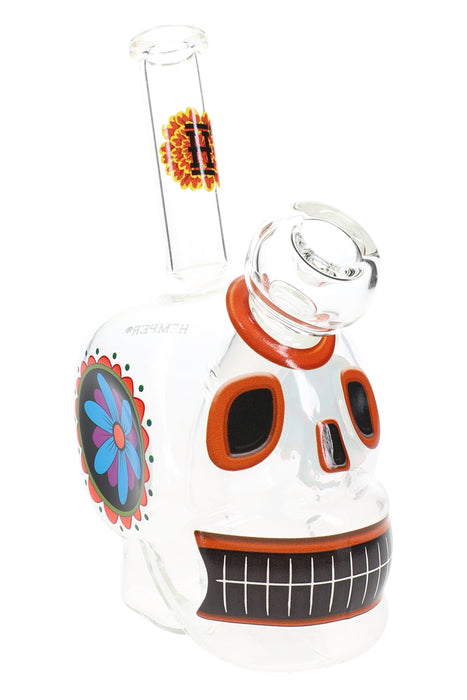 Hemper 6″ Dia De Los Muertos Skull Glass Bong – 14.5 mm Female – 5 mm Thick