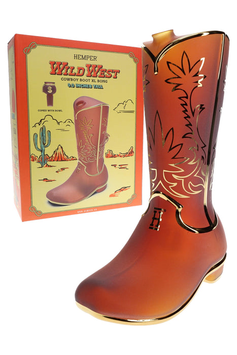 Hemper 9″ Wild West Cowboy Boot XL Glass Bong