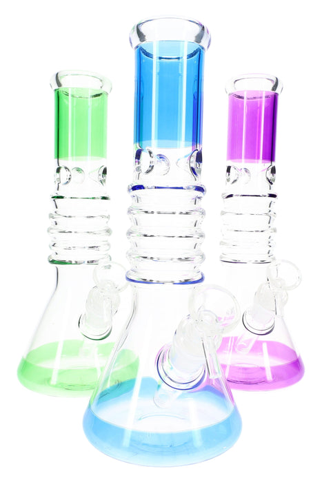 GoG Ring Beaker Bong “Showcase Pop” – 10″ – Ice Pinch – Assorted Colors