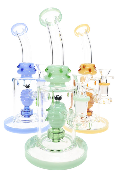 GoG Bent Neck Straight Shooter Bong – 9½″ – Bee Showerhead Perc
