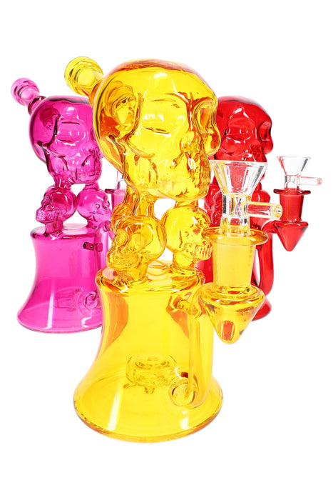 GoG Skull Recycler Bong – 8½″ – Showerhead Perc – Assorted Colors