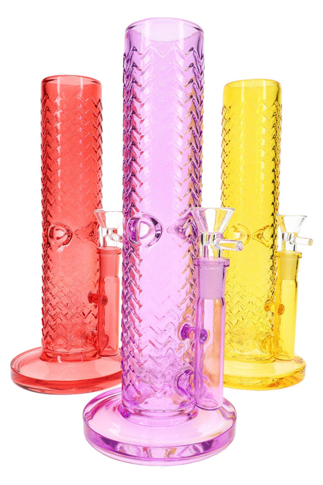 Wave-Texture Straight Shooter Bong “Ripple Rocket” – 10″ – Showerhead Perc – Ice Pinch