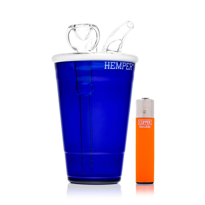 Hemper Blue Beer Pong Glass Bong – 5.9″ – 5 mm Thick