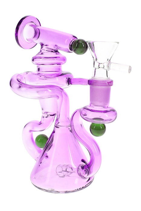Stemless Glass Recycler Bong “Loop Bloom” – 6″ – Assorted Colors