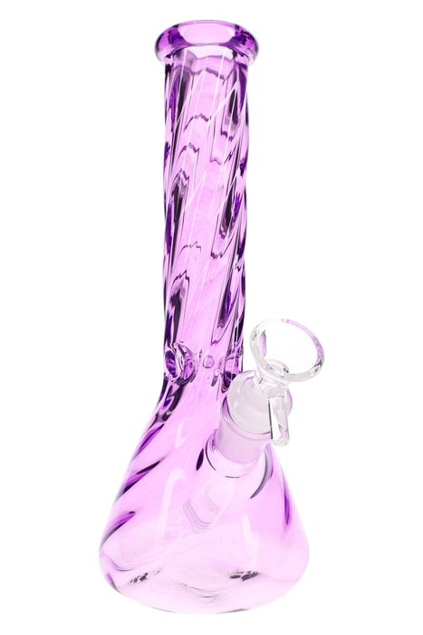 Twisted Glass Beaker Bong “Spiral Chill” – Ice Pinch – 10″ – Assorted Colors