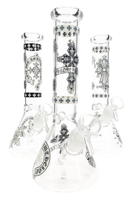 Glow-in-the-Dark Glass Beaker Bong “Holy Glow” – Ice Pinch – 10″ – Assorted