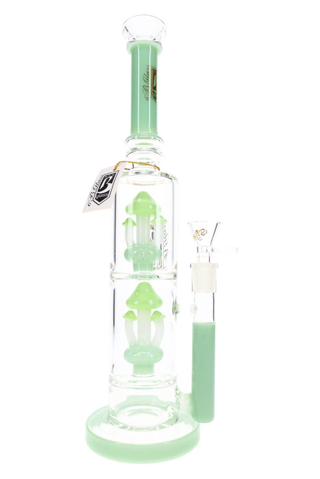 6B Glass Dual Mushroom Multi-Perc Bong – 14″ – Assorted Colors