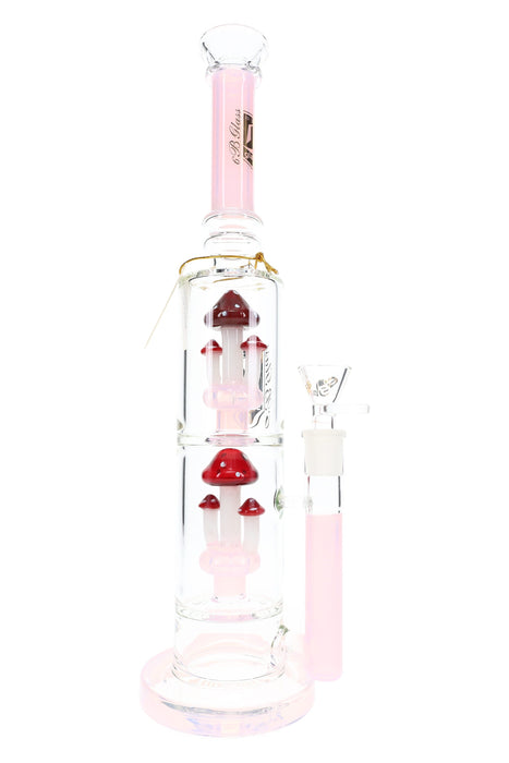 6B Glass Dual Mushroom Multi-Perc Bong – 14″ – Assorted Colors