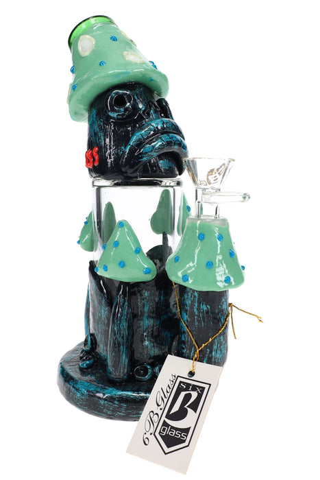6B Glass Glow-in-the-Dark Mushroom Creature Bong – 8″
