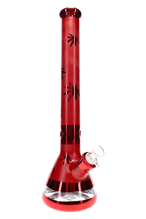 Metallic Leaf Glass Beaker Bong “Leaf Luxe” – Ice Pinch – 18″