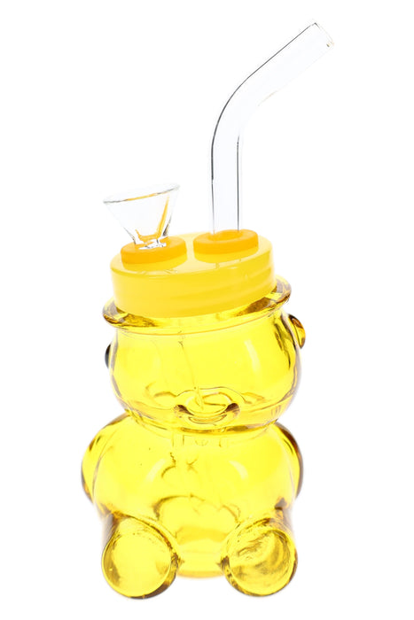Colored Glass Bear Bong “Honey Puff” – 4″