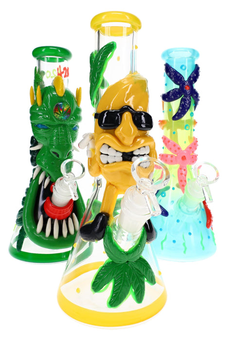 Resin Art Glass Beaker Bong “Showpiece” – 18.8 mm Female – 10″ – Assorted