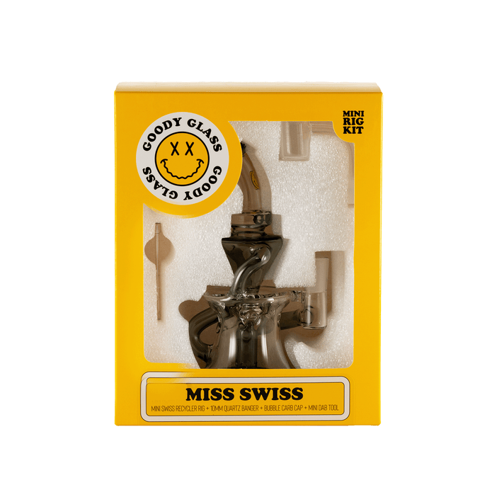 Goody Glass Miss Swiss Mini Dab Rig Kit – 4-Piece – 10 mm – 5½″