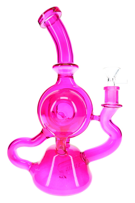 Pink Glass Recycler Bong “Blush Loop” – 14.5 mm – 10″