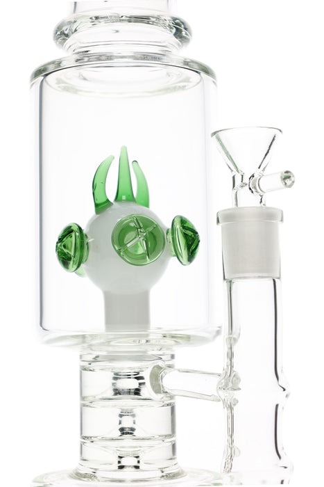 Dual Drum Perc Stemless Glass Bong “Twin Tower” – 14.5 mm – 17″