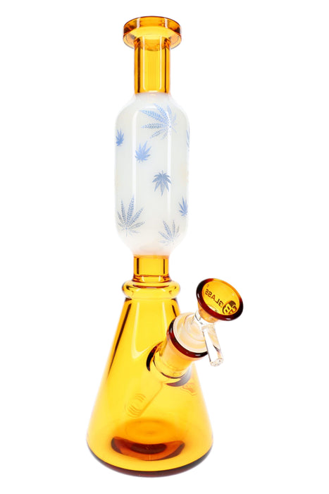 6B Glass Leaf Accent Glass Beaker Bong – 11″ – Assorted Colors