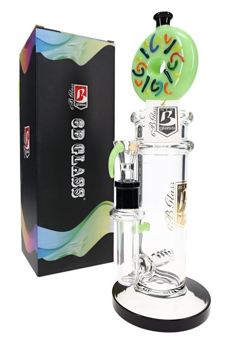 6B Glass Donut Inline Perc Glass Bong – 11″ – Assorted Colors