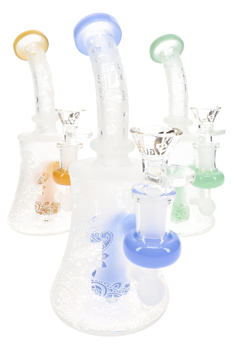 6B Glass Frosted Showerhead Perc Bong – 7½″ – Assorted Colors