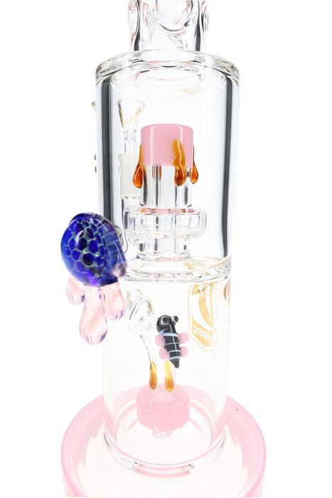 6B Glass Bee Double Showerhead Perc Bong – 12″ – Assorted Colors