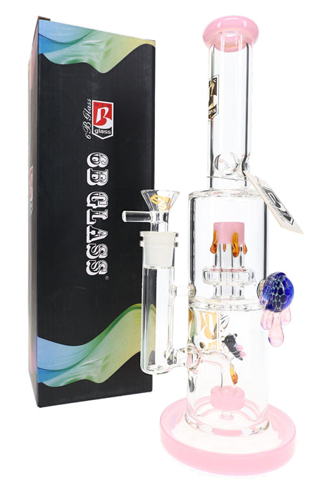 6B Glass Bee Double Showerhead Perc Bong – 12″ – Assorted Colors