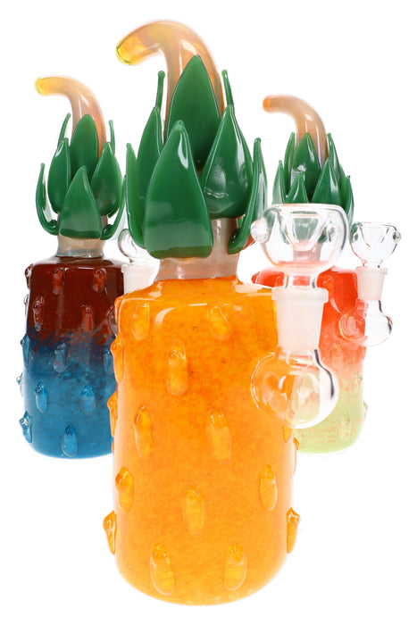 Silver-Fumed Frit Pineapple Glass Bong “Tropic Torch” – 14.5 mm – 10½″