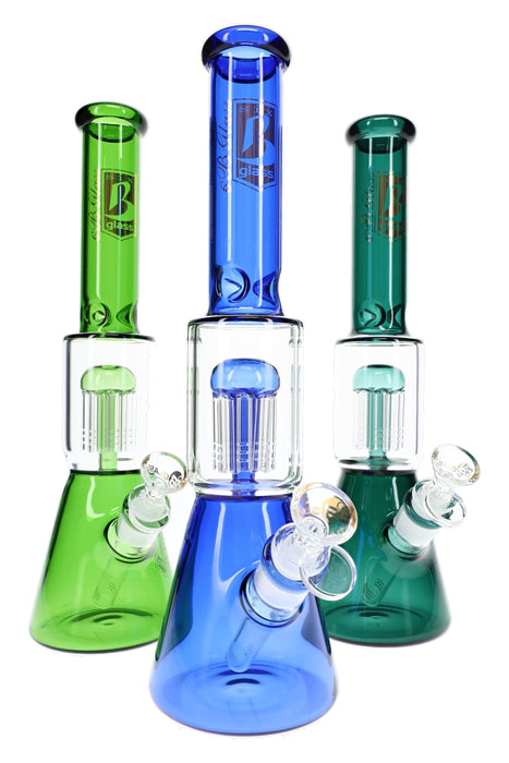 6B Glass 8-Arm Tree Perc Beaker Bong – 18.8 mm Female – 13.5″ – Assorted Colors