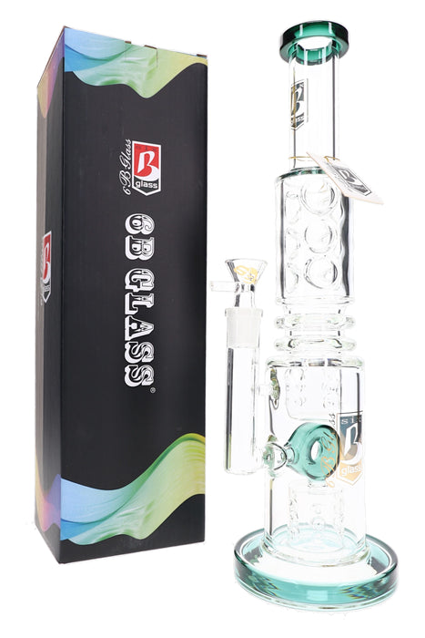 6B Glass 14.5 mm Female Donut Barrel Perc Bong – 14″ – Assorted Colors