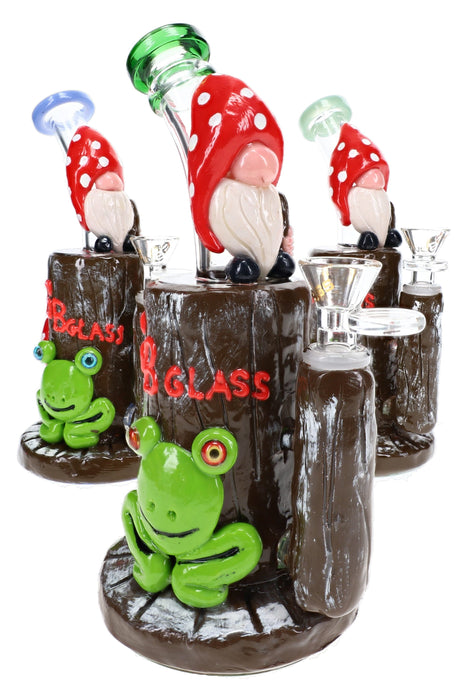 6B Glass Mushroom Gnome Honeycomb Perc Bong – 14.5 mm Female – 8.5″ – Assorted