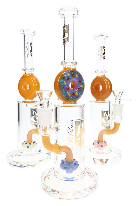 6B Glass Donut Perc Straight Bong – 14.5 mm Female – 10.5″ – Assorted Colors