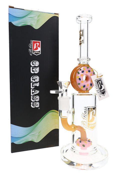 6B Glass Donut Perc Straight Bong – 14.5 mm Female – 10.5″ – Assorted Colors
