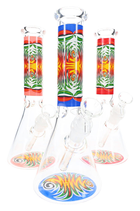 Decal Glass Beaker Bong “Silly Shock” – 10″
