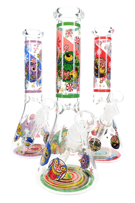 Decal Glass Beaker Bong “Silly Shock” – 10″