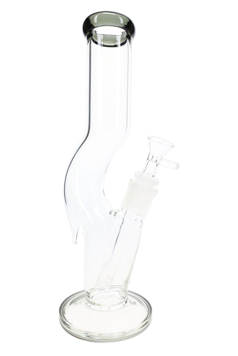 Zig Zag Glass Straight Tube Bong “Swerve Serve” – 11½″