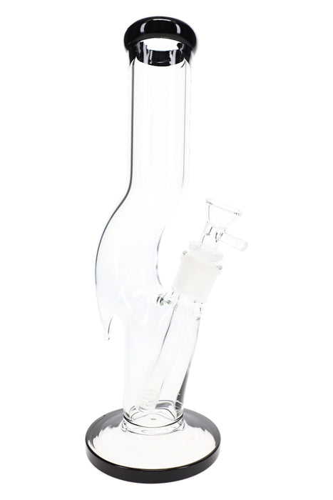 Zig Zag Glass Straight Tube Bong “Swerve Serve” – 11½″