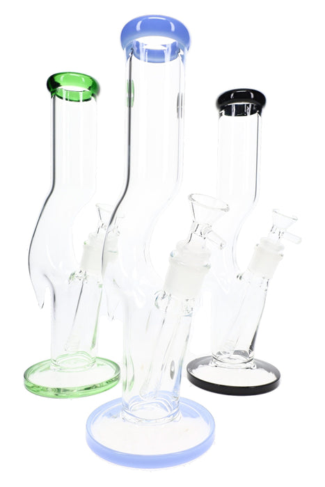 Zig Zag Glass Straight Tube Bong “Swerve Serve” – 11½″