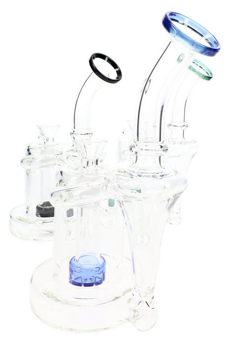 Showerhead Recycler Glass Bong “Loop Lift” – 7½″ – Assorted Colors