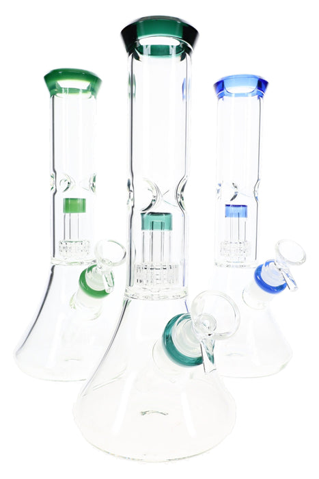 Dome Matrix Glass Beaker Bong “Cool Column” – 11″ – Assorted Colors