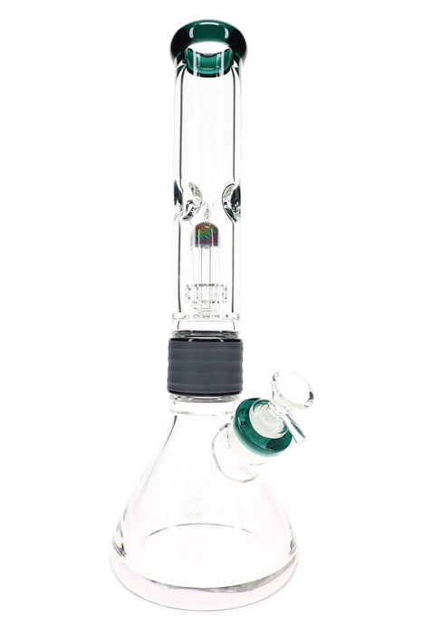 Two-Part Dome Matrix Glass Beaker Bong “Split Stack” – 15½″