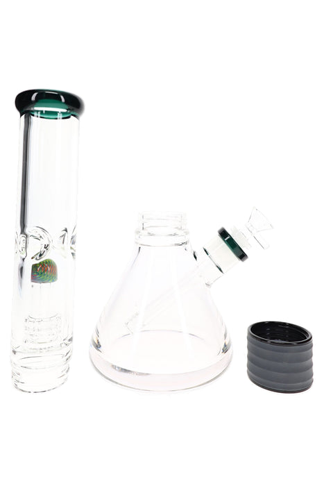 Two-Part Dome Matrix Glass Beaker Bong “Split Stack” – 15½″