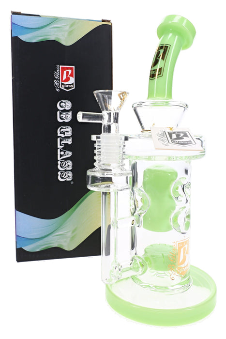 6B Glass Neon Faberge Showerhead Perc Bong – 9½″ – Assorted Colors