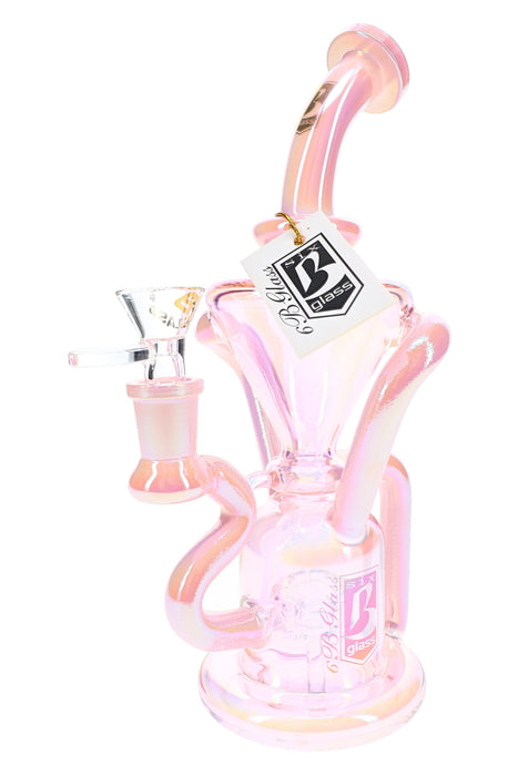 6B Glass Metallic Recycler Showerhead Perc Bong – 9″ – Assorted Colors