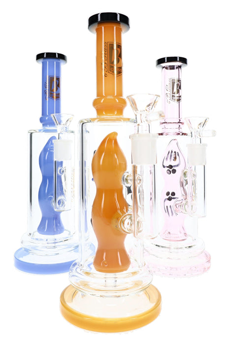 6B Glass Straight Shooter Character Perc Bong – 10½″ – Assorted Colors