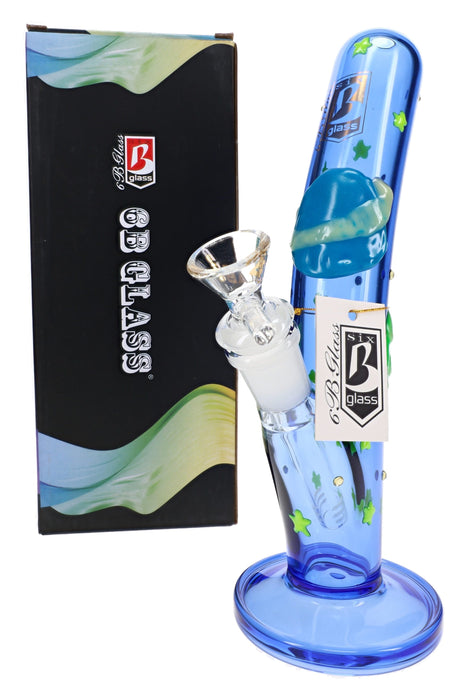 6B Glass Hand-Drawn Curved Tube Bong – 9½″ – Assorted