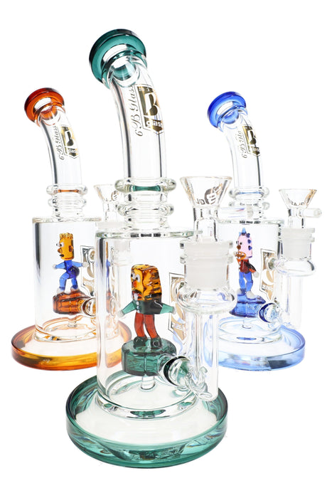 6B Glass Clown Showerhead Perc Straight Shooter Bong – 9″