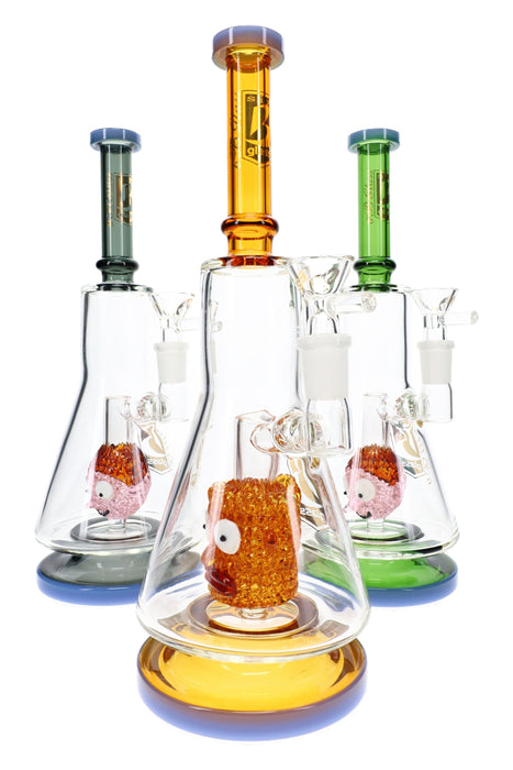 6B Glass Character Perc Beaker Bong – 10½″ – Assorted Colors