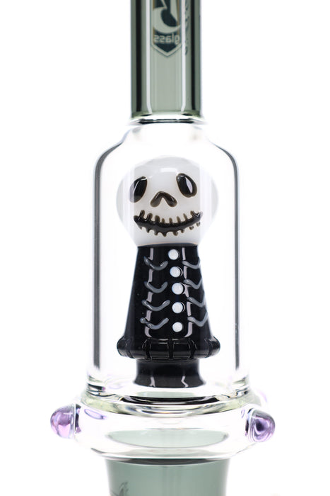 6B Glass Skull Showerhead Perc Bong – 11½″ – Assorted Colors